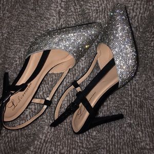 Diamond silver pointed stiletto heels